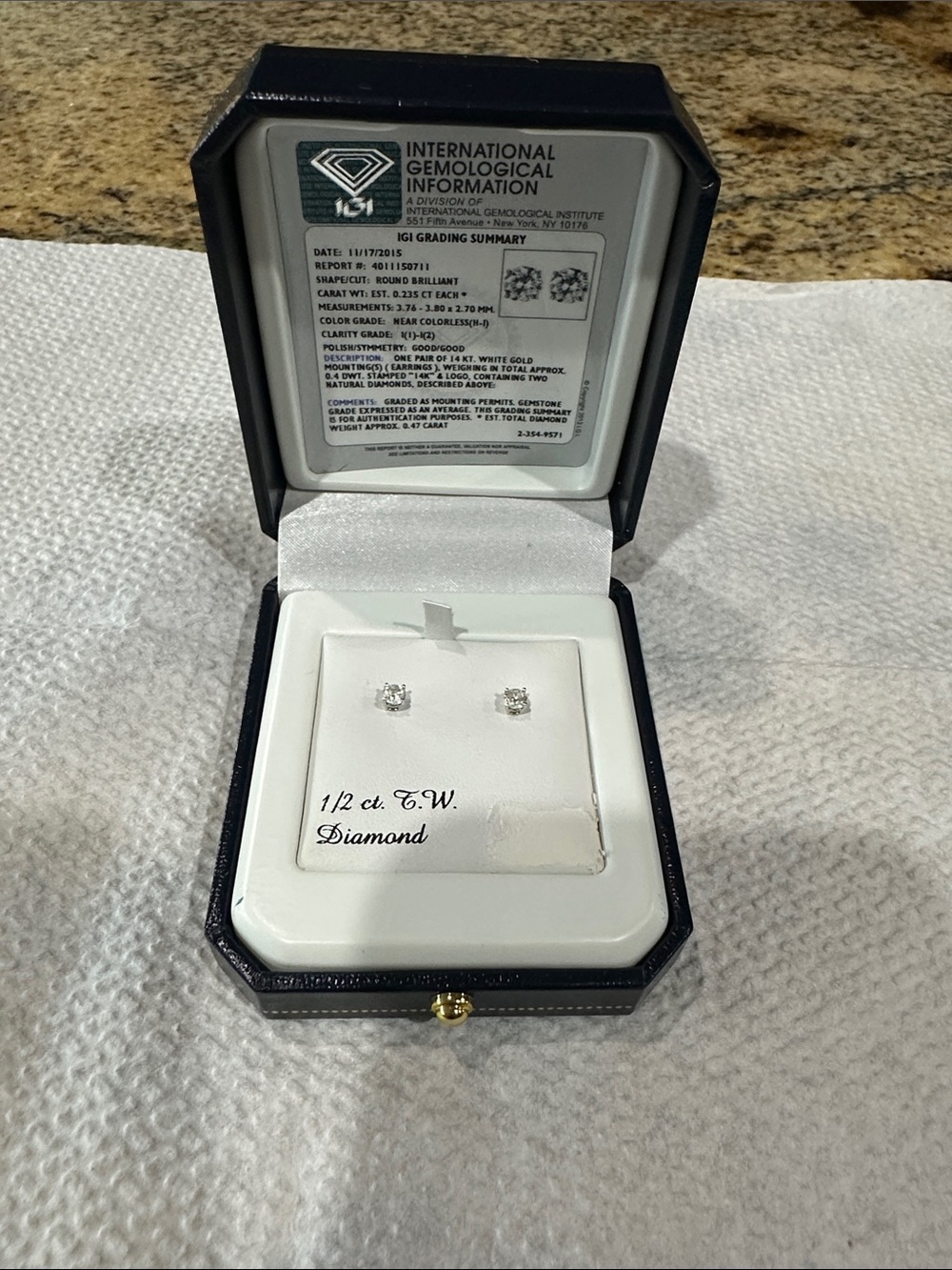 Diamond Stud Earrings in White Gold - 1/2 ct. T.W.